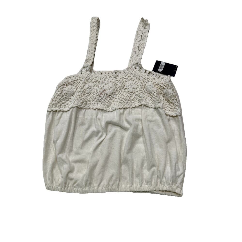 NWT Lucky Brand Women’s Medium White Tank Top with Crochet Detail Coquette
